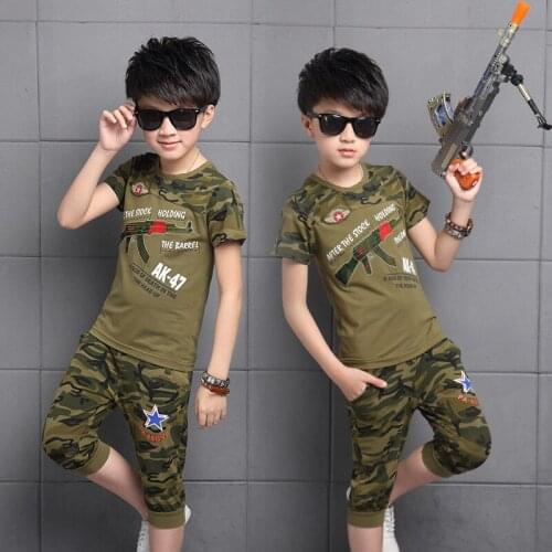 2017 New Summer Children Boy Suit Camouflage Clothing Children Boys Set