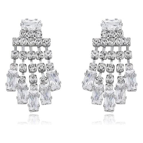 New Arrival Fashion Earrings Metal Trendy Water Drop Women Dangle Earrings Korean Crystal Tassel Elegant Female Jewelry