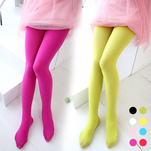 1-11Y Girls' Classical Colorful Leggings Kids' Spring Summer Autumn Stockings High Elasticity Pinkycolor Girls' Dance Stockings