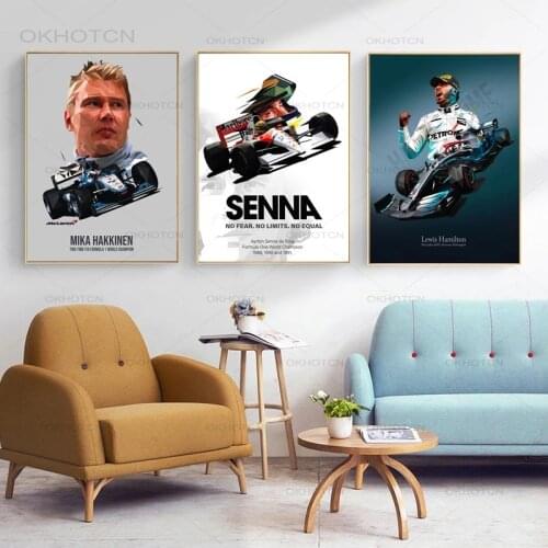Ayrton Senna Ferraris F1 Mclaren Lewis Hamilton Formula1 Posters and Prints 2020 Race Car Wall Art Canvas Home Living Room Decor