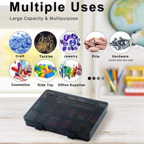 Plastic Stackable Organizer Container with Adjustable Dividers Plastic Storage Box with 18 Removable Grids Compartments