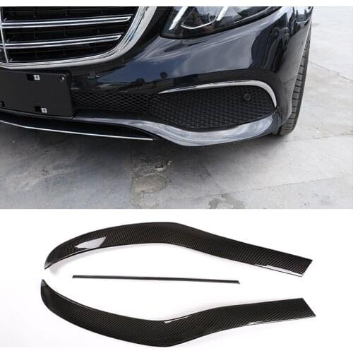 Front Bumper Plate 3 Pcs Carbon Fiber ABS Chrome For Mercedes Benz E Class W213 2016-2019 Car Accessories