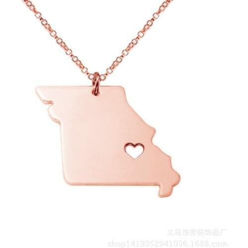 Popular in Europe and the United States, map of the 50 States Missouri is not embroidered steel necklace