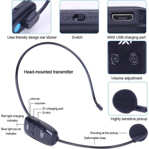 New Portable Wireless Microphone Headset Mic for Voice Amplifier Speaker Teaching Tour Guide Mic for speech conference working