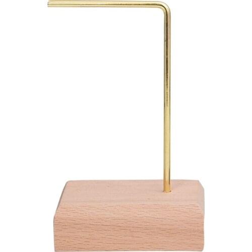 Simple Wooden Base Metal Jewelry Display Stand for Dangle Earrings Hanging Rack, Ring Studs Tray