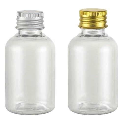 50ML 48pcs Clear Plastic Bottle with Aluminum screw cap plug Cosmetic container travel portable PET lotion cream empty bottles