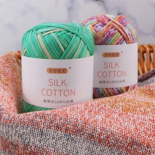 2pcs Knitting Yarn Threads for Knitting Worsted Rainbow Yarn Fancy Hand-Woven Silk Yarn Velvet Yarn