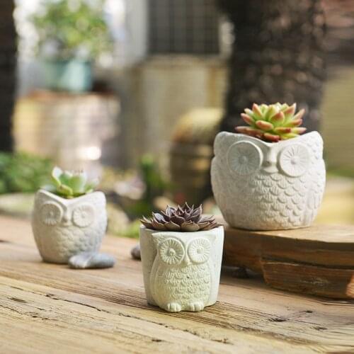 Silicone Mold Concrete Pot Molds Concrete Mould Cement Pots 3d Vase Molds Owl Shaped Two Size PRZY Eco-friendly 54125