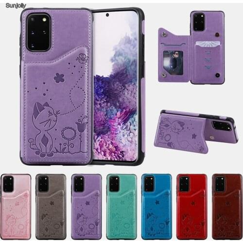 Sunjolly Cat & Bee Case for Samsung Galaxy A50 A30S A50S Stand Card Wallet Sillicon Phone Case Cover for Samsung A50S coque capa