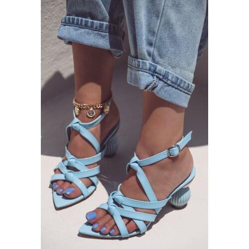 Strange Heel Detailed Woman Shoes 8cm Heel Length New Season Design Shoes