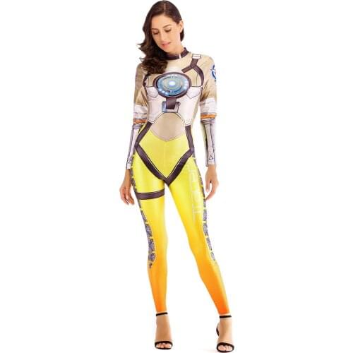 Women OW Cosplay Costumes Sexy Bodysuit One-piece Suit Tight Waist Round Neck Halloween Jumpsuit Costume Bodysuit Party Dress