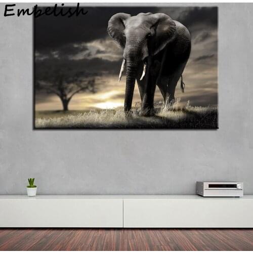 1 Pieces Black And White Big Elephant Wild Animals Wall Art Pictures For Living Room Modern Home Decor Posters C anvas Paintings