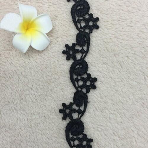 15yard White Lace Trim Polyester Flower Embroidered African Lace Trims For Wedding DIY Garment Craft Guipure Black Lace Applique