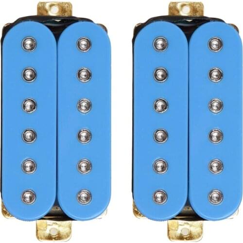2 Pieces Neck Bridge Humbucker Double Coil Pickups Blue for 6 Strings Electric Guitar Accessory