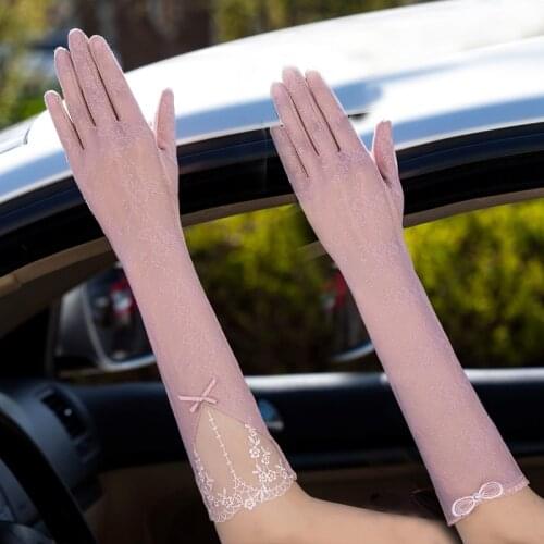 2020 Lace Solid Summer Gloves Women Thin Anti-skid Driving Glove High Elastic Fashion Mittens Accessories Sunscreen For Adult