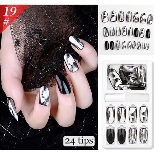 24Pcs/set Oval Round Full Cover Tips False Nail Art Design Artificial Nails DIY Fashion Fake Nail Press On Tip