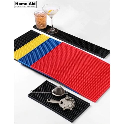 3 Size & 4 Colors Rectangle Rubber Beer Bar Service Spill Mat For Table Black Water Proof Pvc Mat Kitchen Glass Coaster Placemat