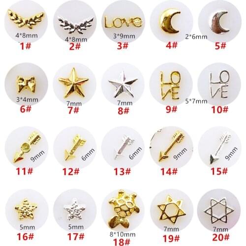 50pcs/pack Japan 3D Nail Art Decorations Metal Nail Accessories Kawaii Star Arrow moon Nail Parts DIY Charm Alloy Nail Supplies
