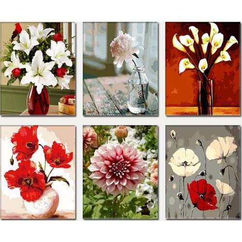 5D DIY Poured Glue Diamond Painting Kits Frameless Flower Full Round With AB Drill For Home Decoration Unique Handcraft Gift Art