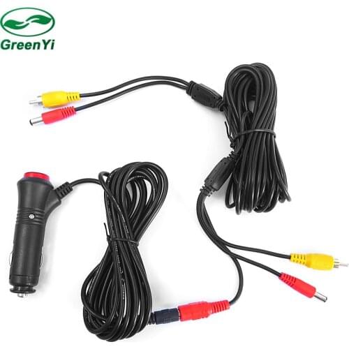 GreenYi Easy Install 7 Meters Car Cigarette lighter RCA Video Power Cable For Rear View Camera Connect Car Monitor