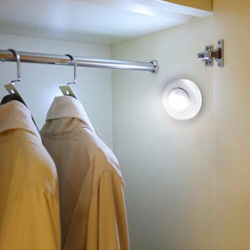 Press Switch Wireless LED Under Cabinet Light Sticker for Wardrobe Kitchen Closet Wall Lamp Battery Powered Stair Light