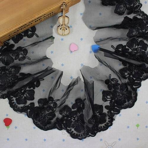 Black 10cm organza Polyester Sewing Craft Crochet Scallop Shape Net Lace Trim Clothes Embroidered Applique Decorative Ribbon