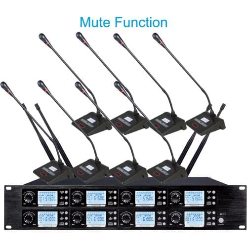 MiX800 Mute Button Digital Wireless 8 Table Gooseneck Microphone Discussion Conference System Company Government Meeting Room