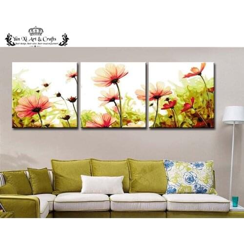 Daisy flower - Triptych picture vintage home decor painting by numbers wall pictures for living room coloring by number