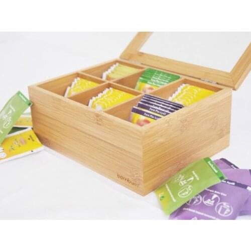 Wood Pine Wood 6Bölmeli Rotatable tea bag Storage Box decorative kitchen early gray tea arometerapik tea bag box