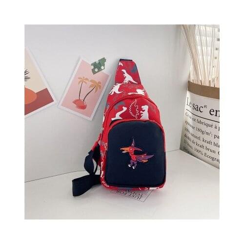 5-Color ChildrenChest Bag Cartoon Dinosaur Animal Pattern Printing Zipper Closure Adjustable Strong Strap Messenger Bag