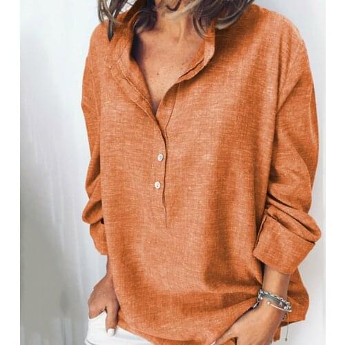 Home&Nest Fashion Summer Women Solid Long Sleeve Button Top T-Shirt Casual Loose O-Neck T-Shirt Womens T-Shirts 2020 New