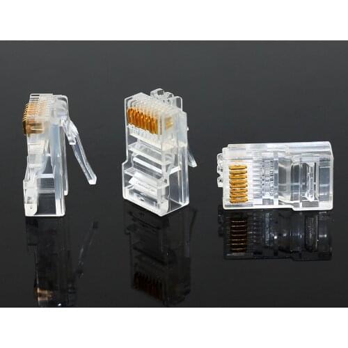 20/50/100PCS Cat6 Cat6e RJ45 Ethernet Cables Module Plug Network Connector RJ-45 Crystal Heads Gold Plated Network Cable OULLX