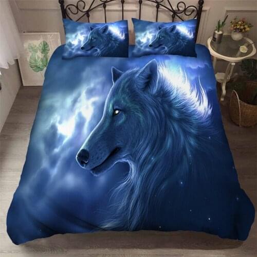 Fanaijia 3d Wolf Duvet Cover Set Luxury Animal Bedding Sets Queen Size Pillowcase Bed Comforter