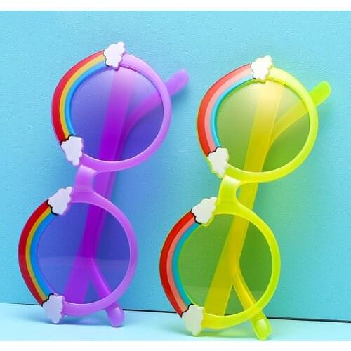 Round Sunglasses Kids Rainbow Sun Glasses Girls Children Colorful Eye Lenses Baby Shades Boys Yellow Mirror Juniors Eyeglasses