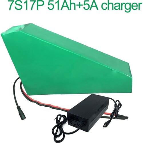 With 5A charger 24V 51Ah 25.9V 7S17P 18650 Li-ion Battery Pack E-Bike electric bicycle 330x310x200x70x70x45mm