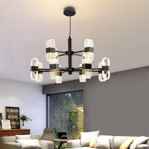 Black Modern Simple Chandeliers For Dining Living Room Deco Lighting Hanging Fixtures LED Aluminum AC90V - 260V Chandelier Lamp