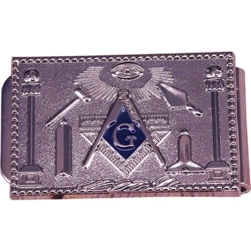Masonic metal money clip Freemason symbol Wallet fashion men bank credit card accessory Mason Freemason jewelry