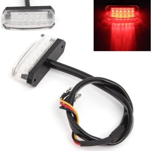 Motorcycle Universal ATV Bike Scooter Cafe Racer Scrambler Mini 6 LED Rear Lamp Taillight Running Stop Signal Brake Light Clear