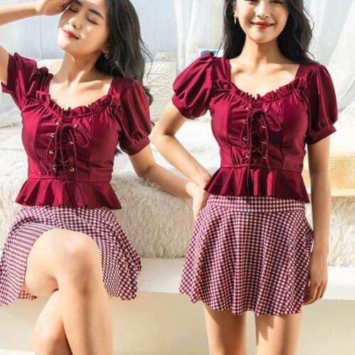 2021 New Fashion Small Fresh Ladies Swimsuit Sexy High Waist Conservative Cover Meat Thin Split Swimsuit Swimwear