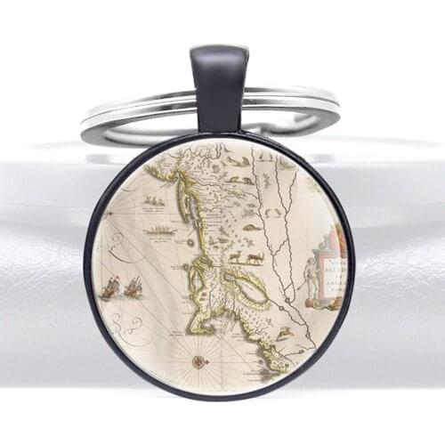 New Arrival United Kingdom Map Glass Dome Unique Key Chains Men Women Key Ring Jewelry Gifts