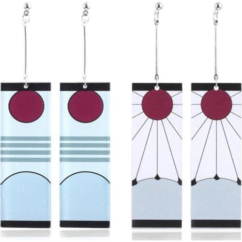 New Demon Killer Kimetsu no Yaiba Acrylic Drop Earrings Anime Two-dimensional Peripheral Earrings Tanjiro Earrings Women Men Cos