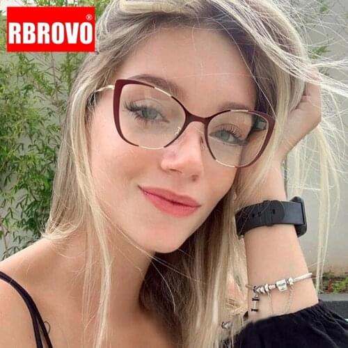 RBROVO Vitage Cateye Glasses Women Eyeglasses Women Retro Glasses Frame For Women/Men Luxury Brand Lentes De Lectura Hombre