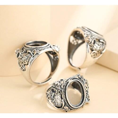 925 STERLING SILVER mens Semi Mount Bases Blanks base blank Pad VINTAGE ring Setting set jewelry (without stone) A5455