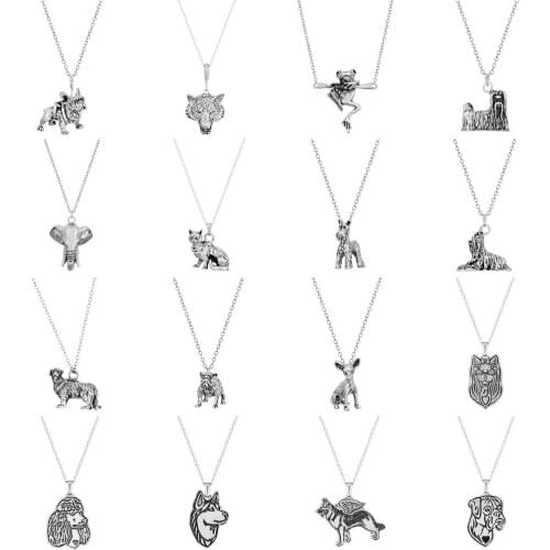 Chereda 3D Dog Deer Necklace Cute Animal Vintage Pendant for Women Men Punk Frog Chain Necklaces Statement Jewelry