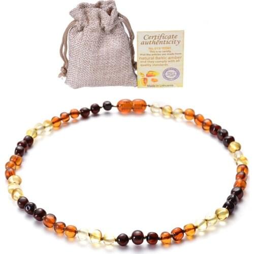 Baltic Sea Raw Ore Natural Amber Baby Beaded Necklace Children Baby Teething Beads Necklaces for Jewelry Health Environmental