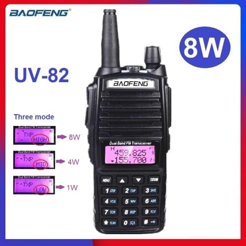High Power 8W Baofeng UV-82 Walkie Talkie Two Way Radio Scanner Transceiver VHF UHF UV82 CB Ham Radio Station Amador for Hunting