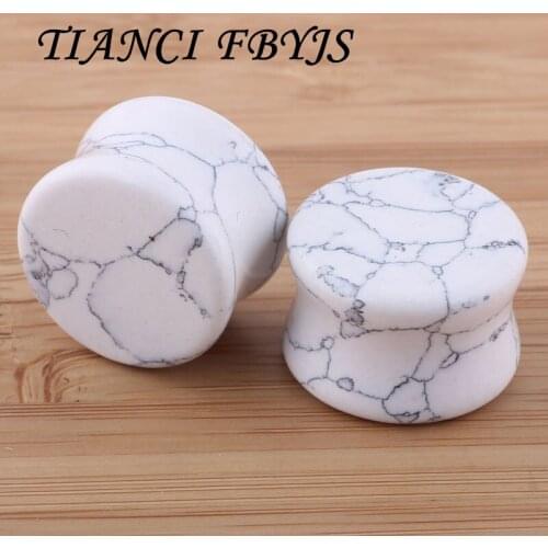 Nature stone White Stone Ear plugs piercing 6-16mm mix size wholesales body jewelry Earring Gauges flesh tunnel