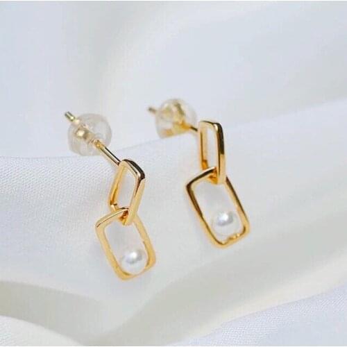 MADALENA SARARA 5-67mm AAA Freshwater Pearl 18K Women Earrings Geometric Dangle Style Au750 Women Handmade Earrings