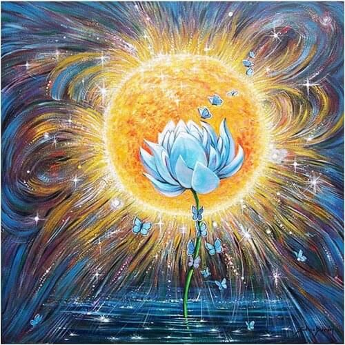 Blue Lotus Butterfly Diamond Painting Oil Abstract Round Full Drill Nouveaute DIY Mosaic Embroidery 5D Cross Stitch Home Decor
