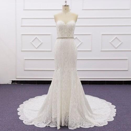 Molanda Hung 2021 High-End Quality Pure White Wedding Bridal Gown Sweetheart Mermaid Belt Beading Draped Zipper Backless SJ244